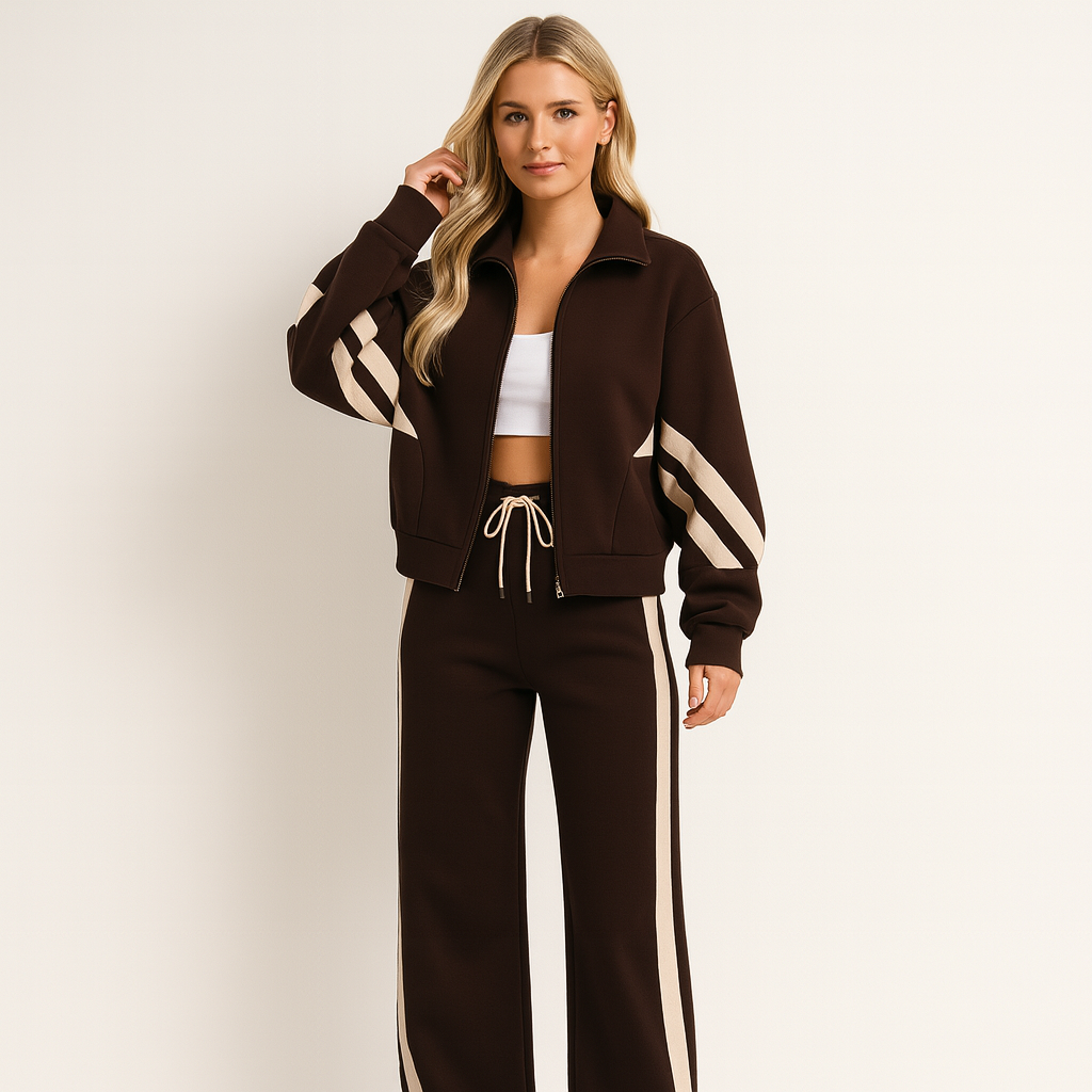 Women's comfy wide leg tracksuit set with zip-up jacket, perfect for lounging or casual spring/summer outfits.