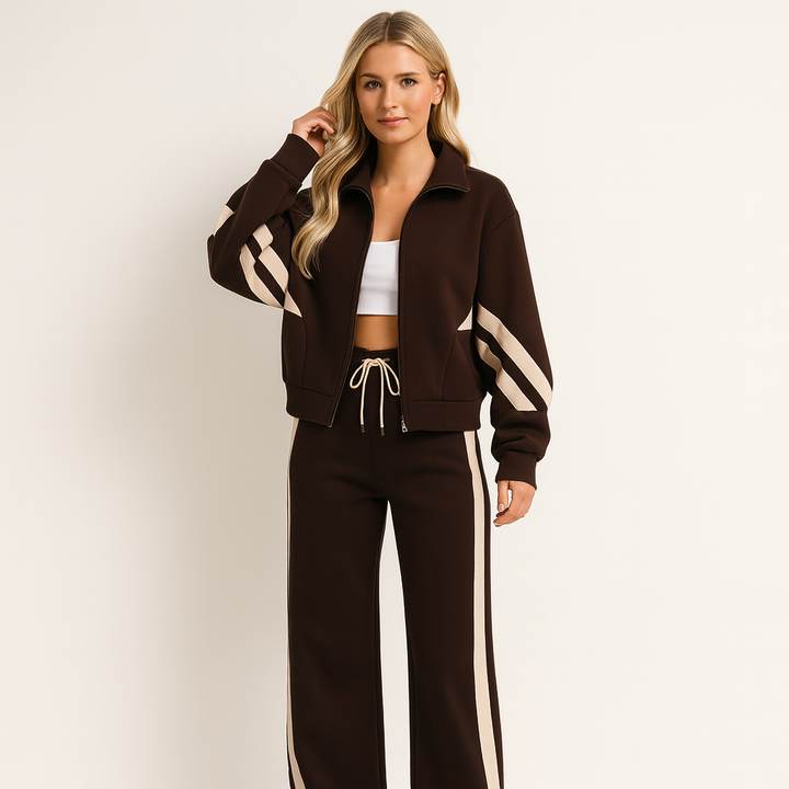 Women's comfy wide leg tracksuit set with zip-up jacket, perfect for lounging or casual spring/summer outfits.