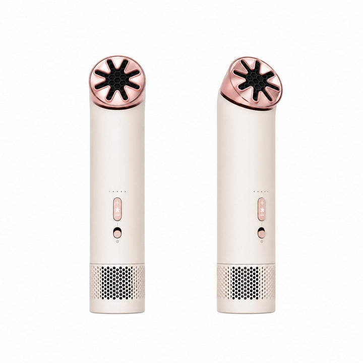 Rechargeable cordless travel hair dryer for women. Includes diffuser for gentle drying & frizz control. Portable styling.