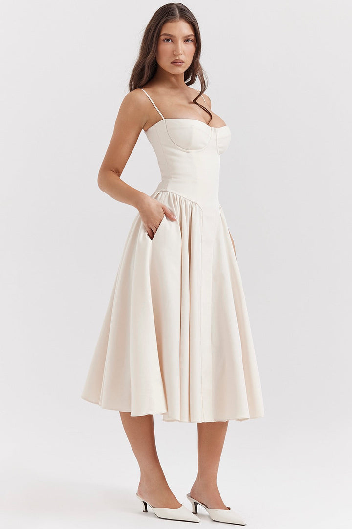 Versatile women's midi dress, ideal for cocktail parties, date nights, or formal occasions.