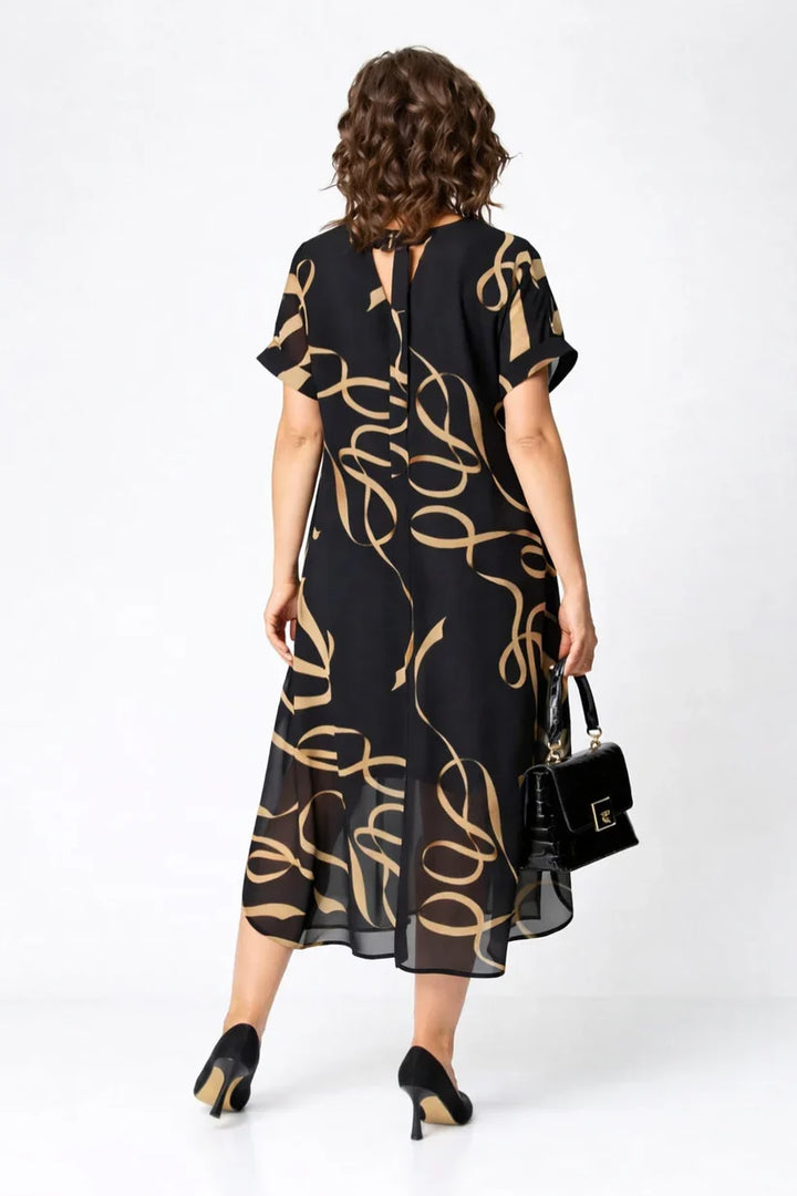 Stylish women's long sleeve midi dress featuring a flattering v-neck and relaxed, comfortable fit.