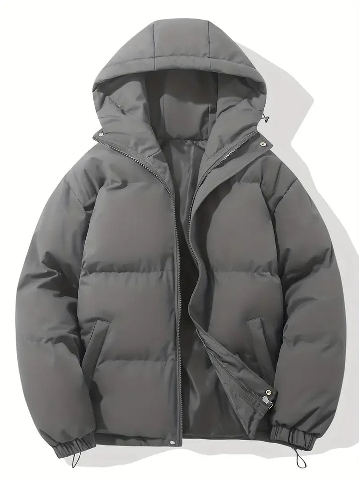 Women's Cozy Hooded Puffer Jacket, a warm winter coat with quilted design, perfect for cold weather.