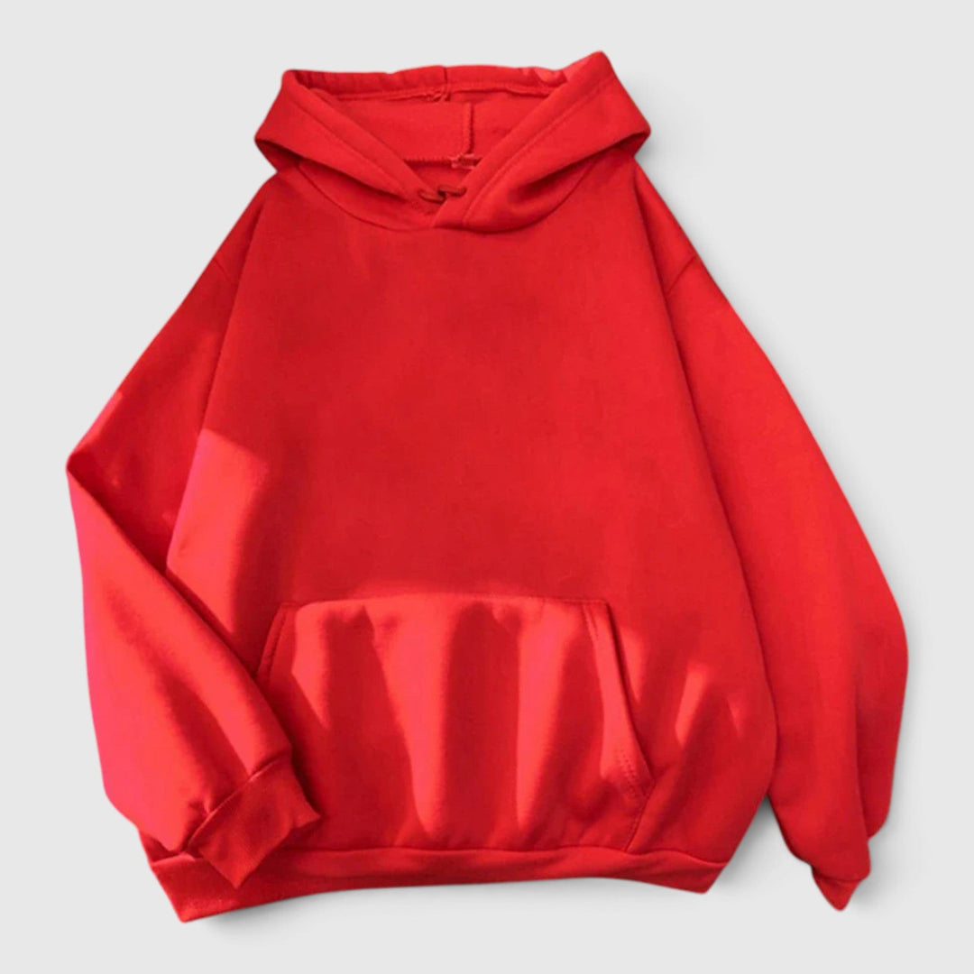 Classic women's solid pullover hoodie. Cozy relaxed fit with a practical kangaroo pocket for daily casual wear.
