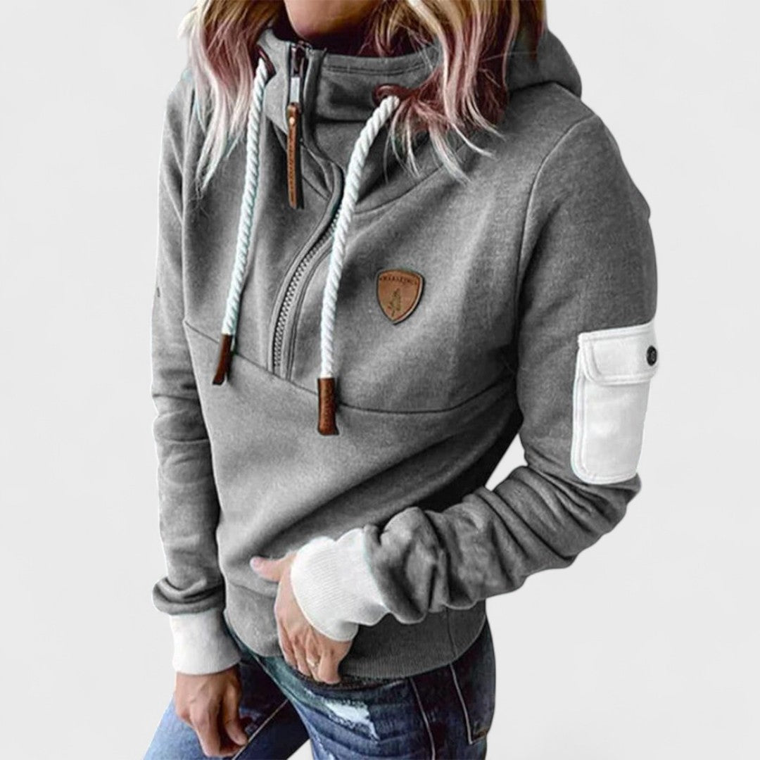 Versatile women's soft knit jumper, zip neck, long sleeve. Perfect for casual wear & fall fashion.