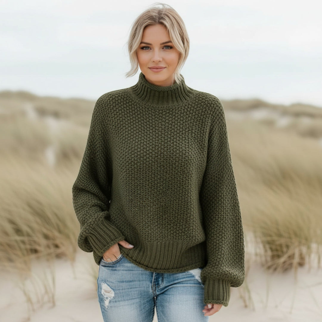 Women's cozy long-sleeve turtleneck. Relaxed fit pullover sweater for ultimate comfort & warmth.