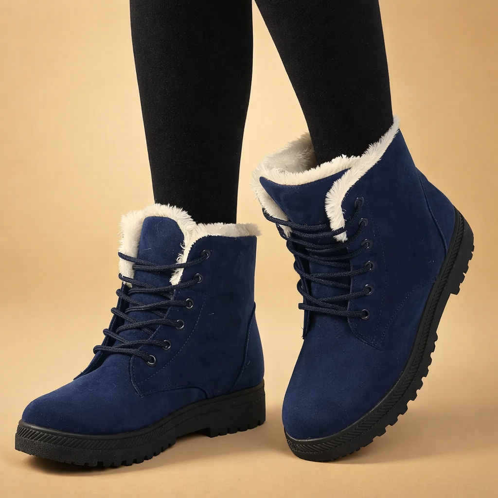 Durable women's lace-up ankle boots, warm and supportive for snowy outdoor adventures.