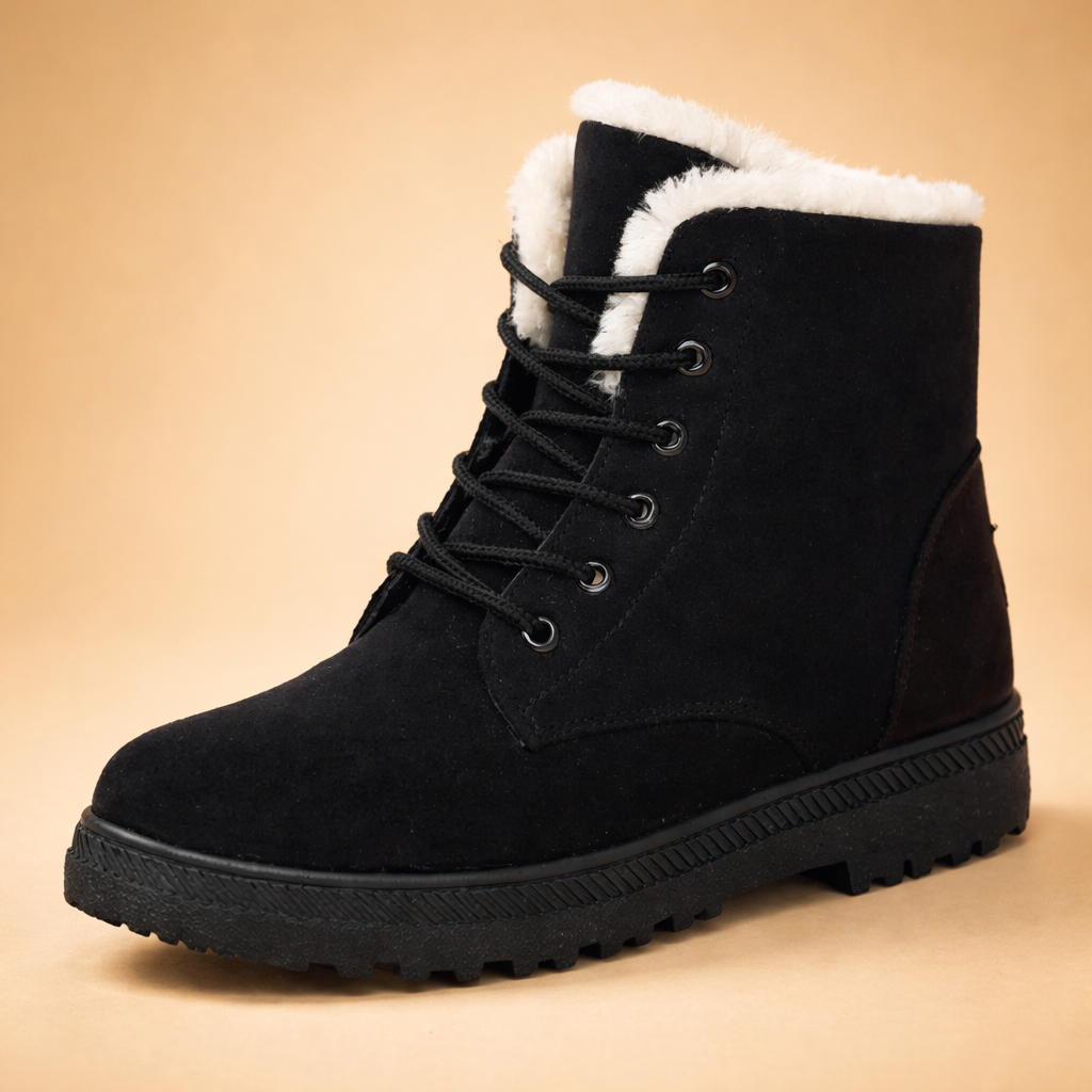 Comfortable women's warm winter ankle boots with stylish lace-up closure for cozy wear.