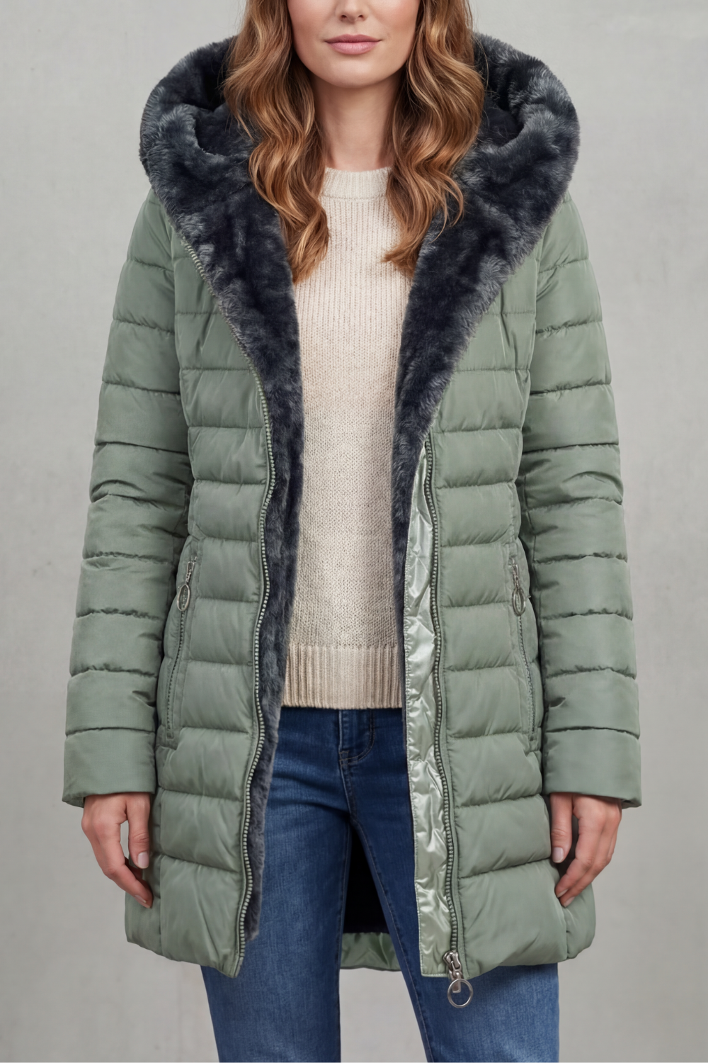 Chic women's winter parka coat, blending fashion with ultimate warmth for cold weather. Cozy & protective.