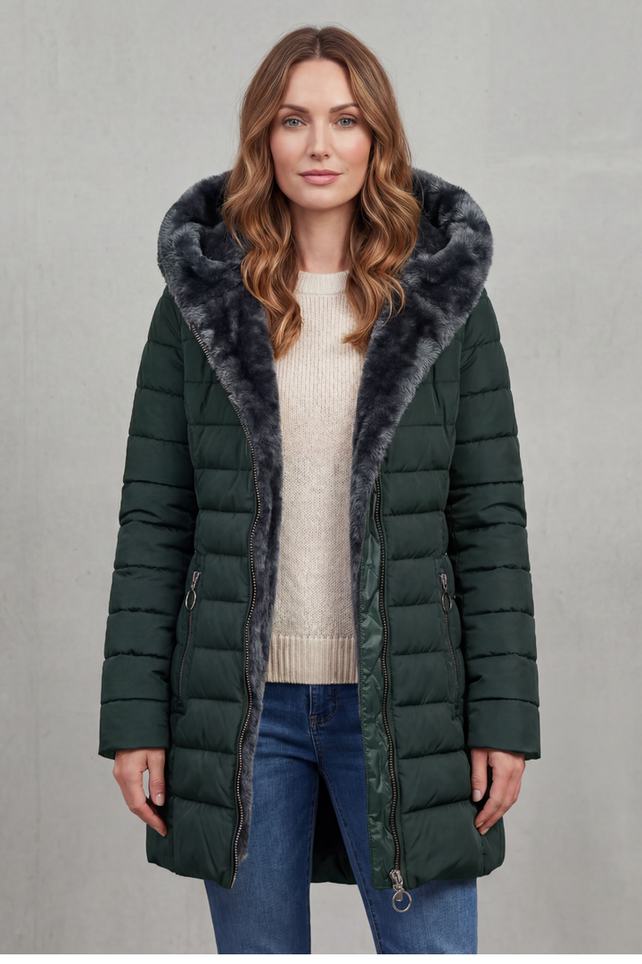 Comfortable women's winter parka jacket, offering ultimate warmth and protection against cold weather.