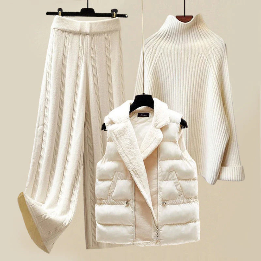 Women's cozy winter set, a stylish two-piece outfit perfect for chilly days and comfortable warm fashion.