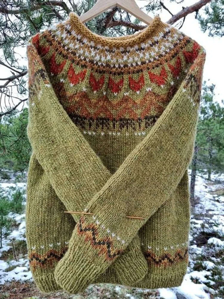 Women's cozy winter sweater, a warm & stylish pullover essential for cold weather comfort & casual wear.
