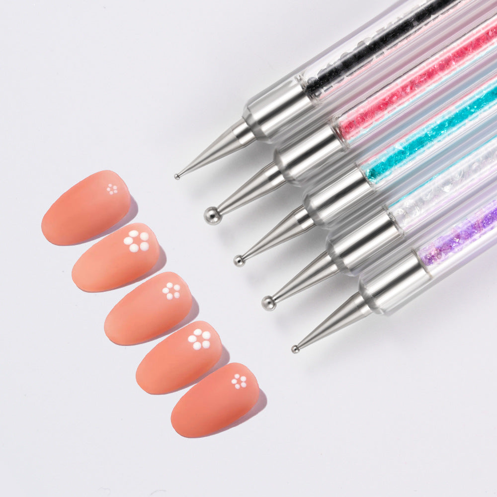 Precision nail art detailing brushes with crystal handles, essential manicure tools for artistic women's nails.