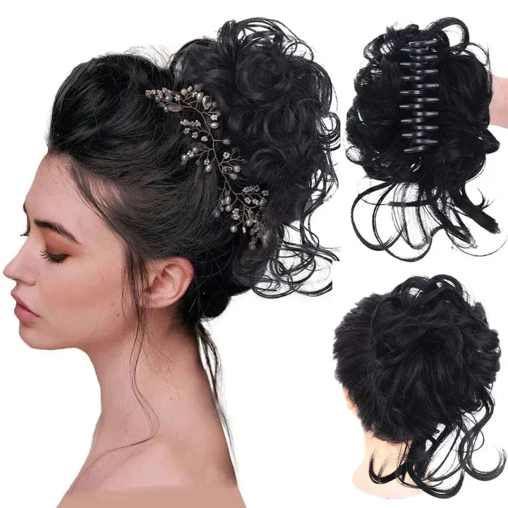 Curly hair bun clip-in. Women's synthetic hairpiece for instant volume & an easy, elegant updo.