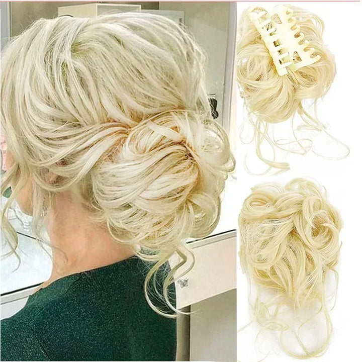 Stylish women's curly bun clip-in. Volumizing hairpiece for instant, natural-looking updo with ease.