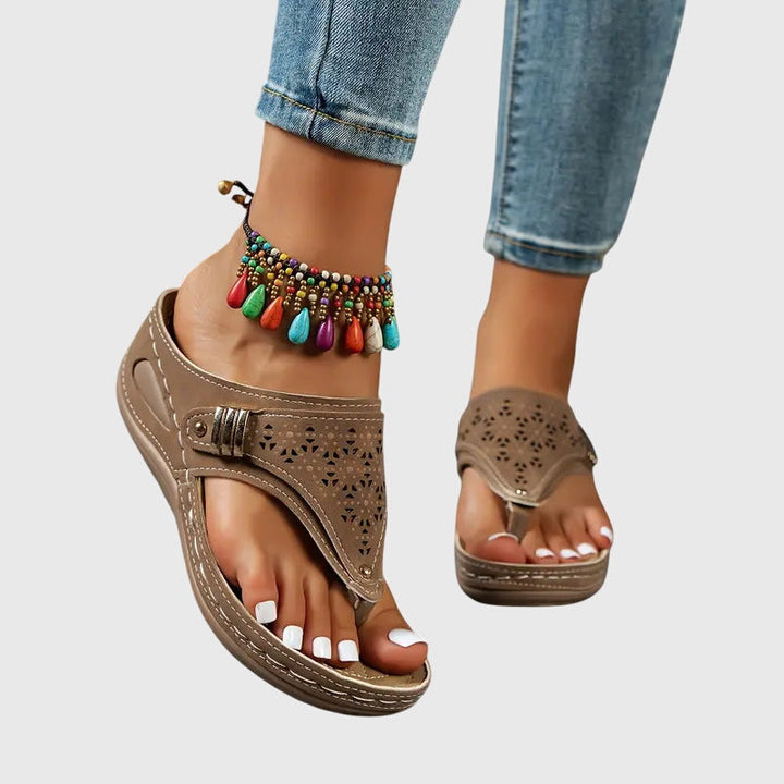 Soft women's casual slide sandals with orthopedic cushioning. Stable wedge provides excellent everyday comfort & support.