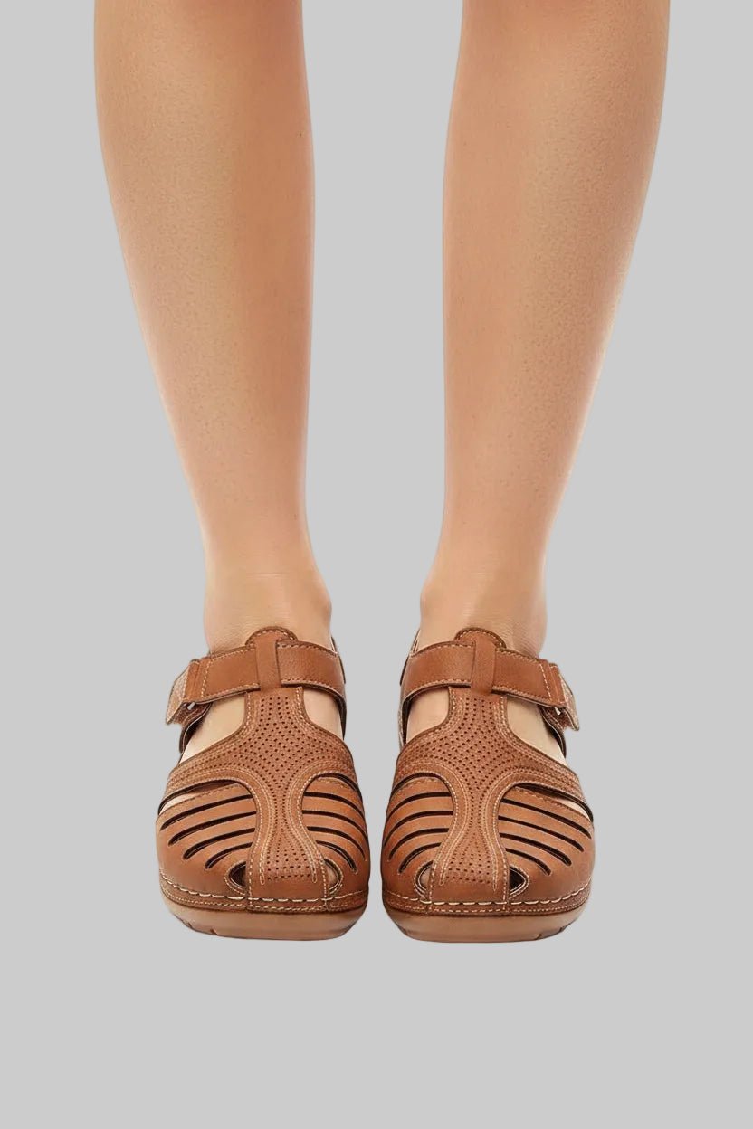 Comfortable women's wedge gladiator sandals with cushioned footbed. Ideal casual walking shoes for summer travel.