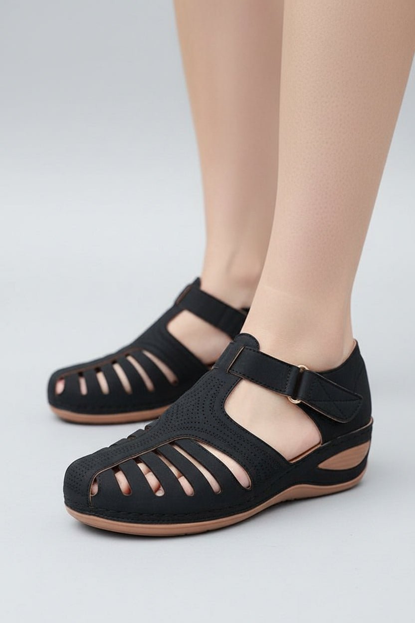 Stylish women's gladiator wedge sandals. Cushioned for walking, perfect casual everyday summer footwear.