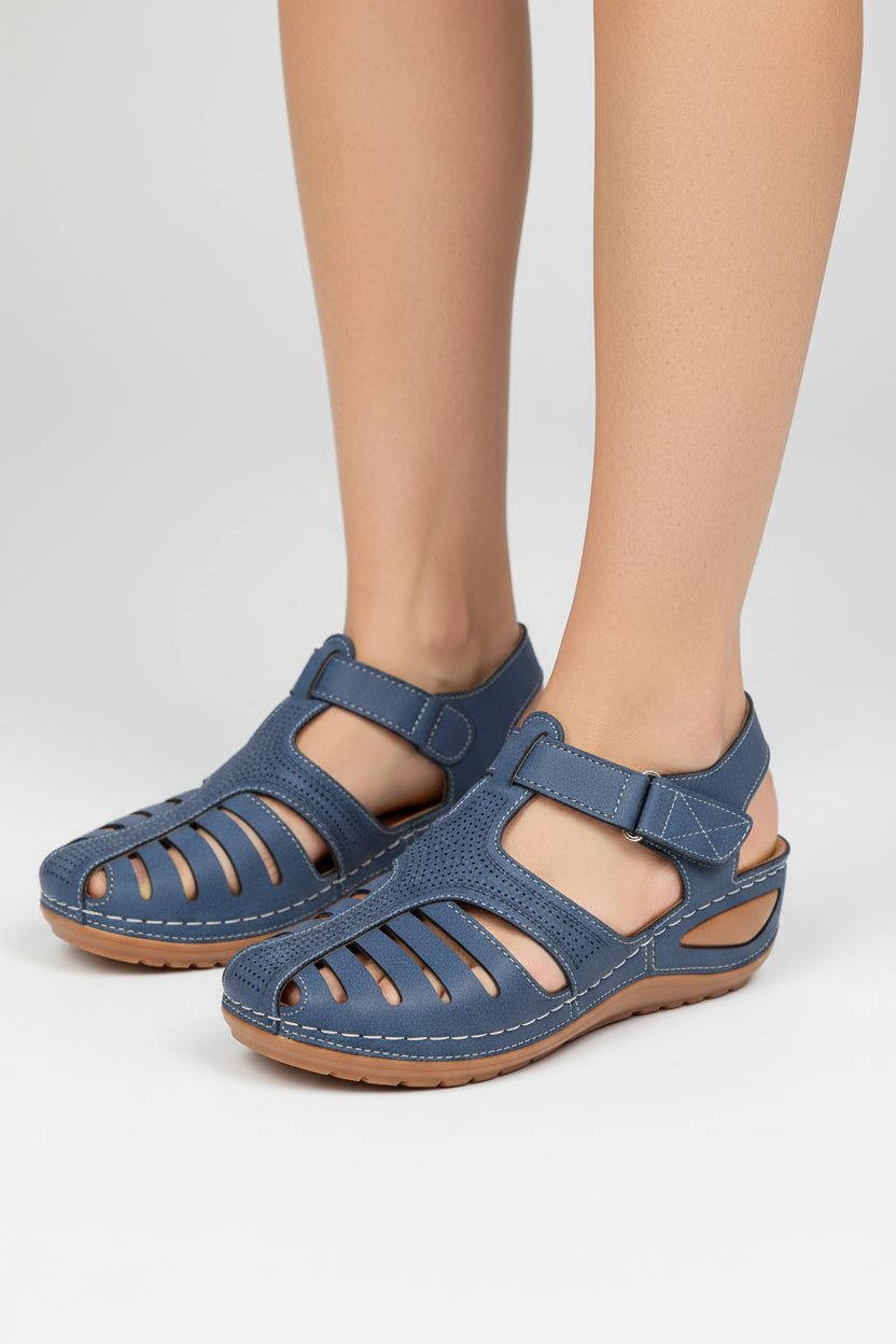 Elegant women's cushioned wedge gladiator sandals. Designed for comfortable walking, casual summer and travel.