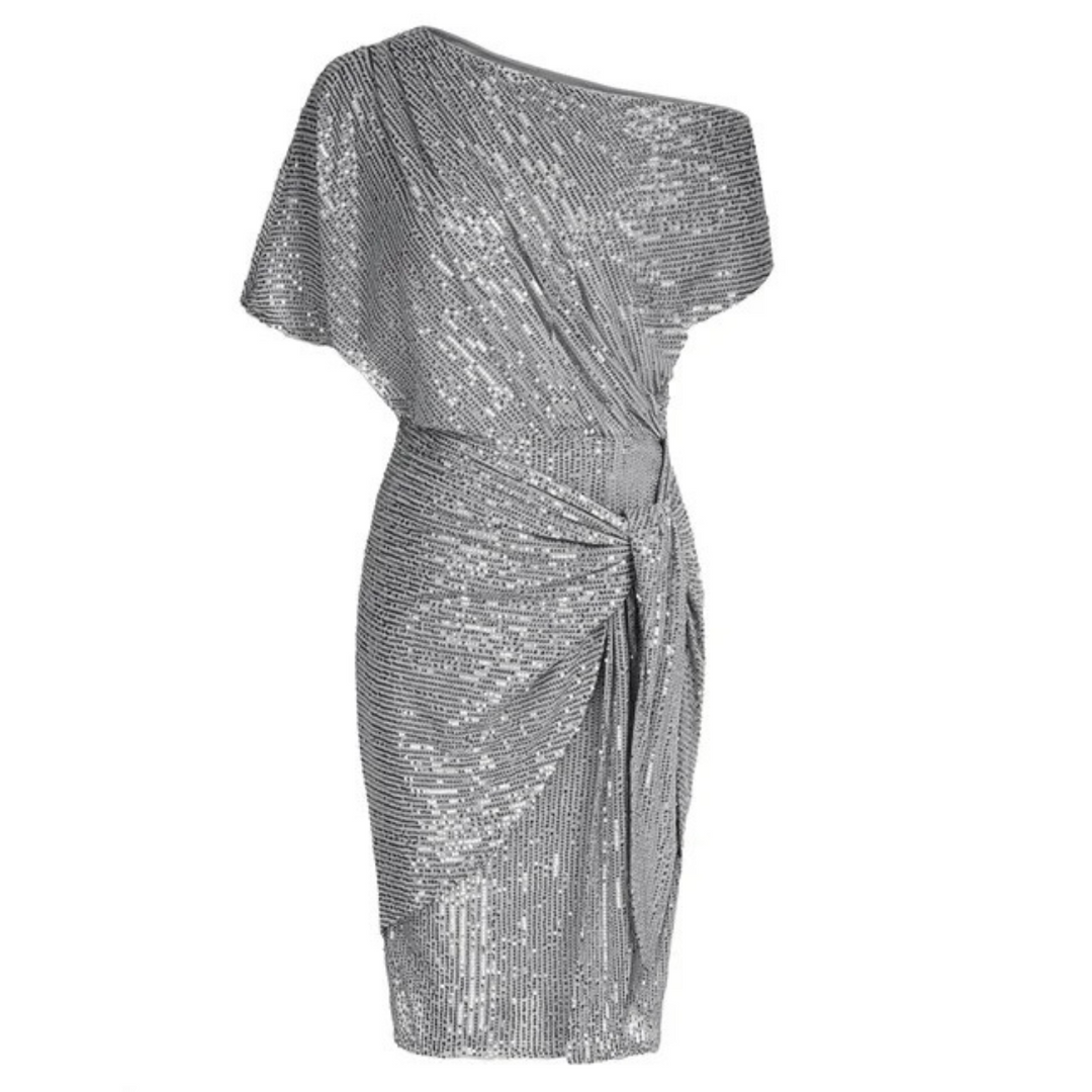 Elegant women's sparkling midi dress, perfect for cocktail parties, evening events, and special occasions.