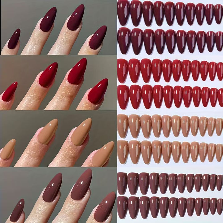 Women's decorative acrylic nail tips for elegant manicure. False nails for DIY nail art & beauty.