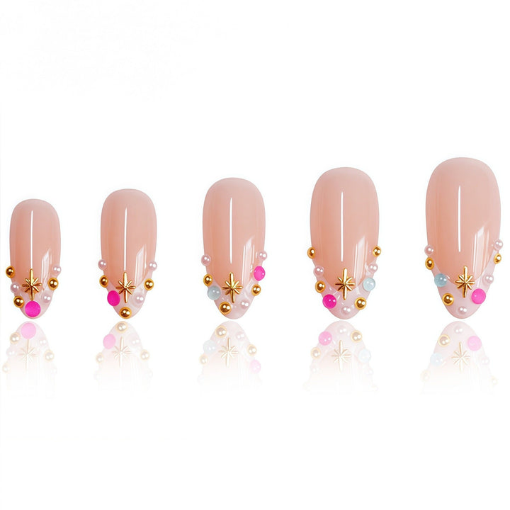Stylish fake nails for women. Decorative press-on nail art set for a perfect, quick at-home manicure.