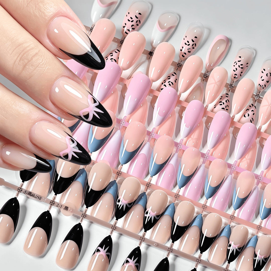 Removable press-on fake nails for women, offering a quick and convenient way to achieve a salon-quality nail art manicure.