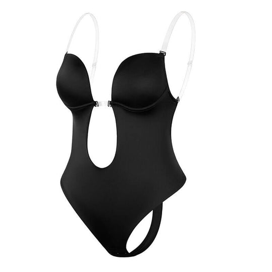 Comfortable, seamless women's deep V backless shapewear for an invisible, slimming silhouette under any outfit.