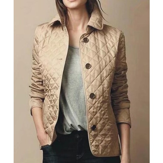 Women's diamond quilted casual jacket, perfect for everyday style & transitional layering.