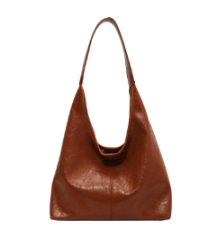Women's distressed leather tote bag with magnetic closure for a chic everyday carry.