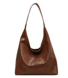 Stylish distressed leather shoulder bag, a durable women's handbag with magnetic closure.