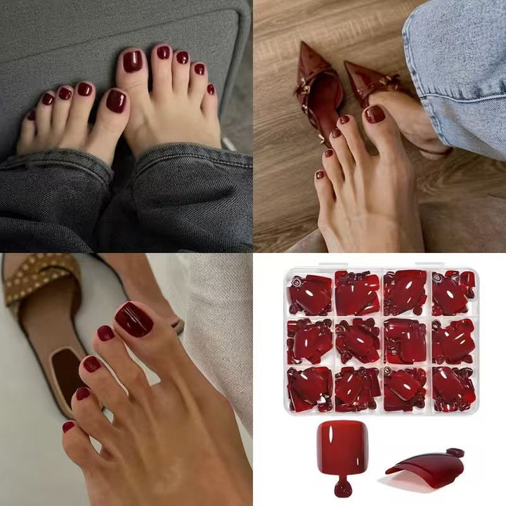 Close-up of elegant wine red nail art decals & stickers from DIY beauty kit. Perfect for intricate manicure designs.