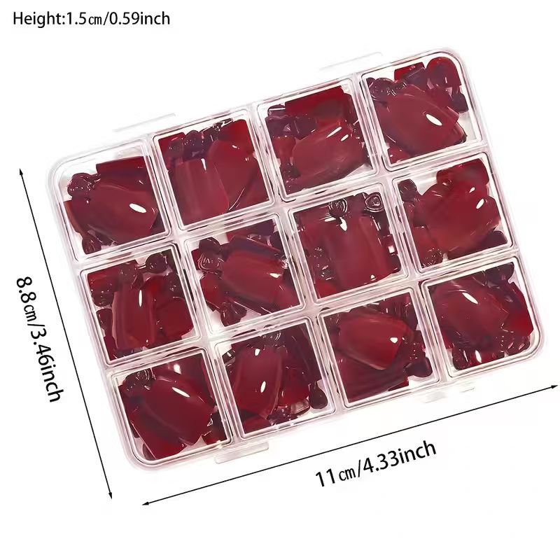 Assortment of elegant nail stickers & decals, including wine red patterns, from women's DIY nail art beauty kit.