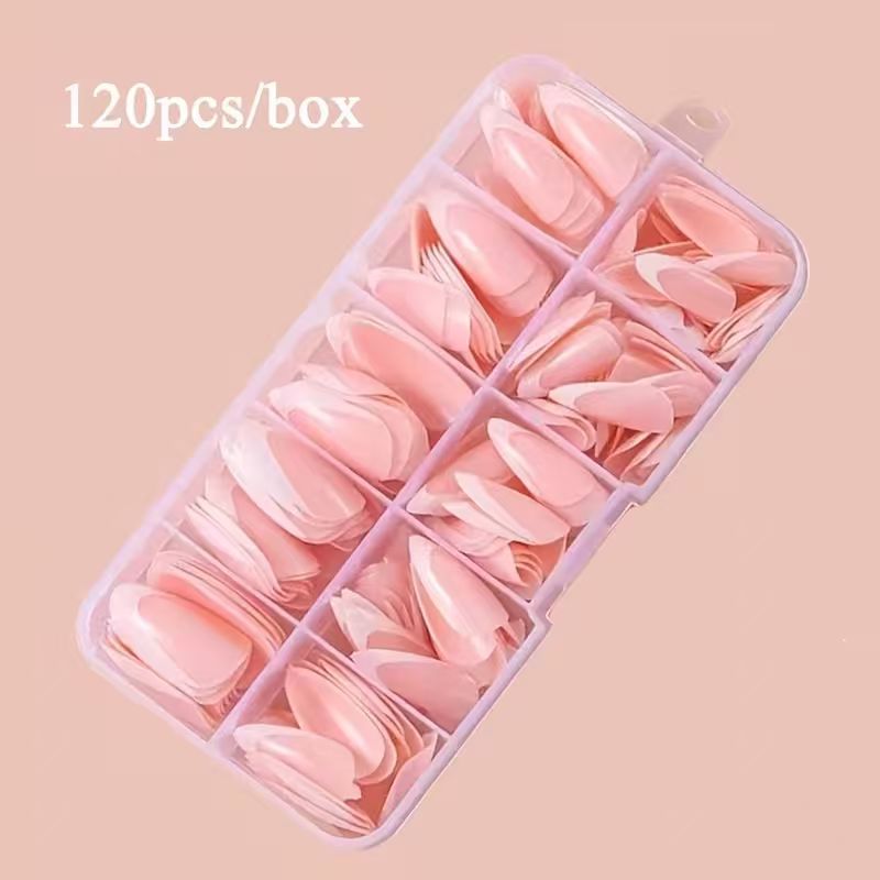 Easy-to-use DIY nail extension tips for women. Achieve professional French almond nail art & manicures.