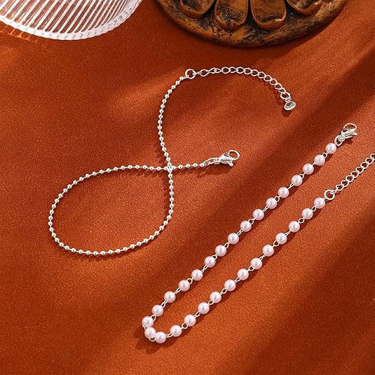 Elegant white crystal double strand anklet, women's adjustable foot jewelry accessory.