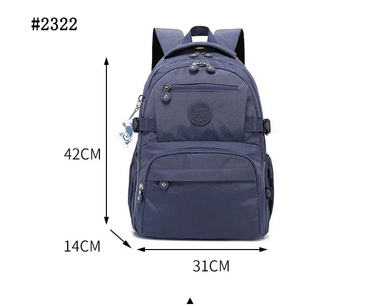 Fully packed durable women's commuter backpack, demonstrating its impressive capacity.