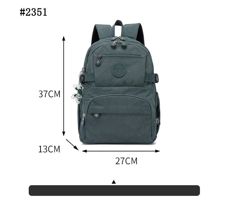 Close-up of the high-quality water-resistant nylon texture of the women's backpack.