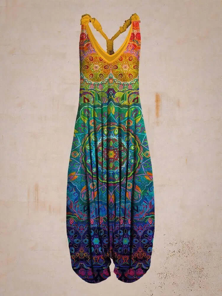 Women's effortless boho sleeveless jumpsuit, ideal for summer outfits and casual wear.