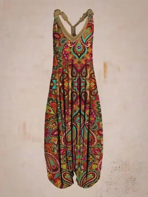 Effortless women's boho sleeveless jumpsuit for easy summer style and ultimate comfort.