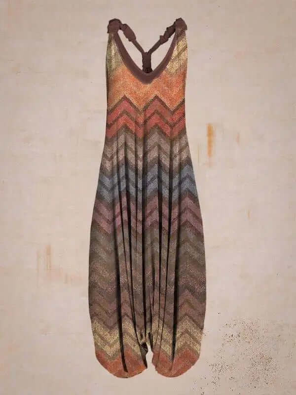 Comfortable sleeveless women's boho jumpsuit, great for vacation wear and relaxed style.