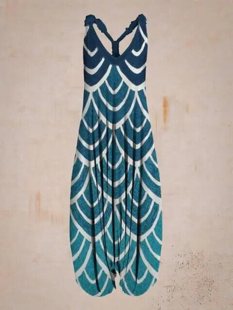 Trendy women's boho jumpsuit, a chic sleeveless one-piece fashion statement.