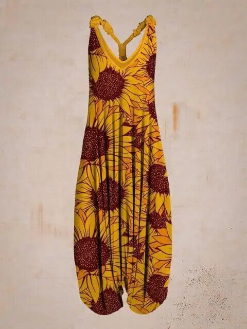 Women's casual boho sleeveless jumpsuit, a comfortable one-piece perfect for summer fashion.