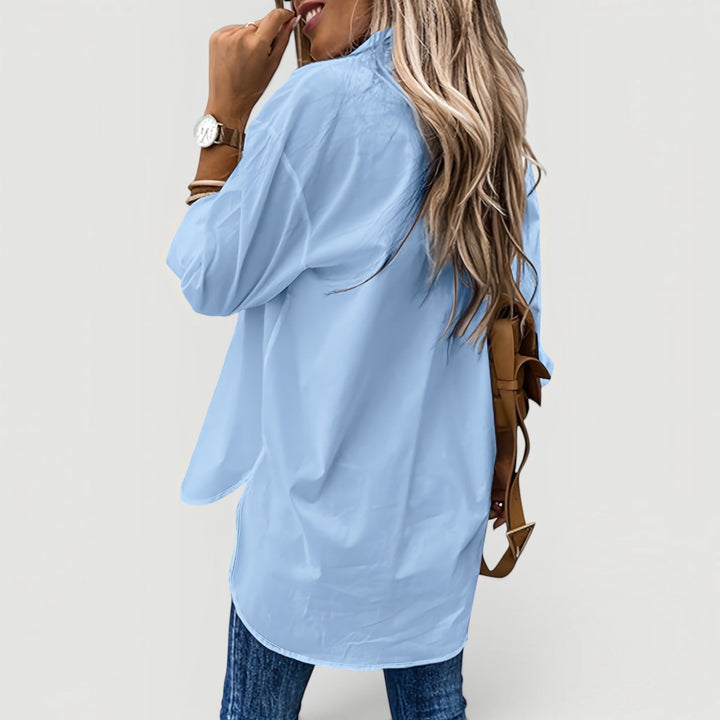 Effortless women's long-sleeve blouse, styled for a relaxed, fashionable daily outfit.