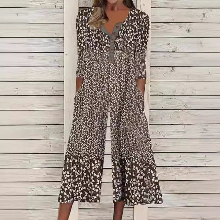 Versatile women's short-sleeve culotte jumpsuit with button front, ideal for summer style & holiday wear.
