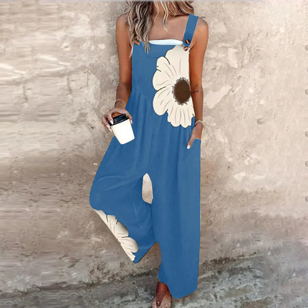 Chic women's printed jumpsuit overalls, comfortable one-piece for casual spring/summer fashion.