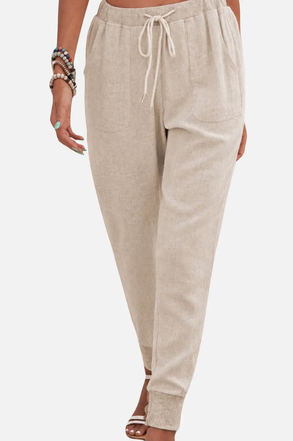 Women's Effortless Drawstring Jogger Pants in a comfortable, versatile design, perfect for everyday wear.