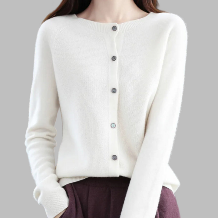 Effortless women's O-Neck cardigan. Cozy knit, long sleeve, provides everyday comfort & stylish layering.
