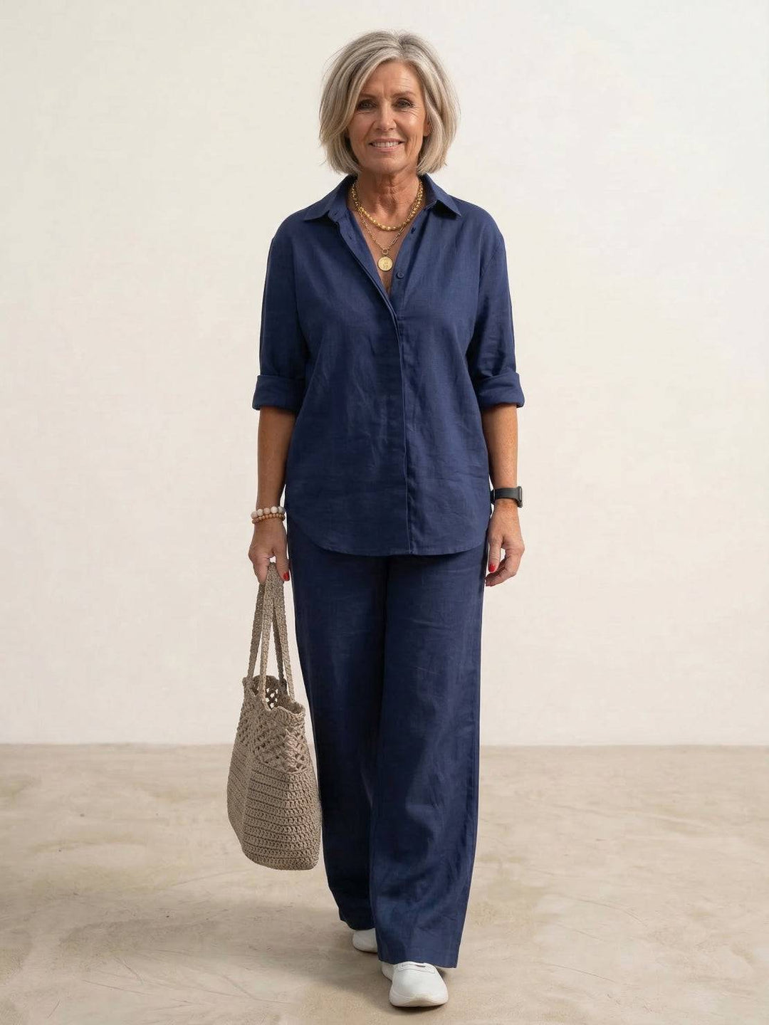 Women's effortless oversized shirt & wide leg pants co-ord set. Stylish, comfortable, relaxed fit fashion.