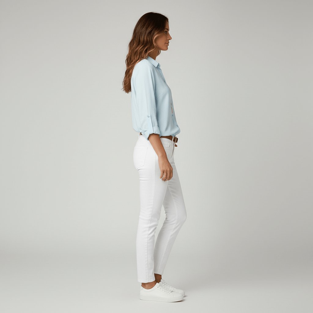 Women's fashion relaxed-fit button-up blouse, a versatile long sleeve everyday top.