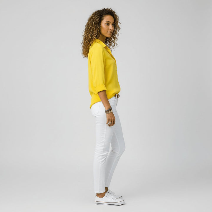 Smart casual women's long sleeve relaxed-fit blouse, comfortable and stylish button-up.