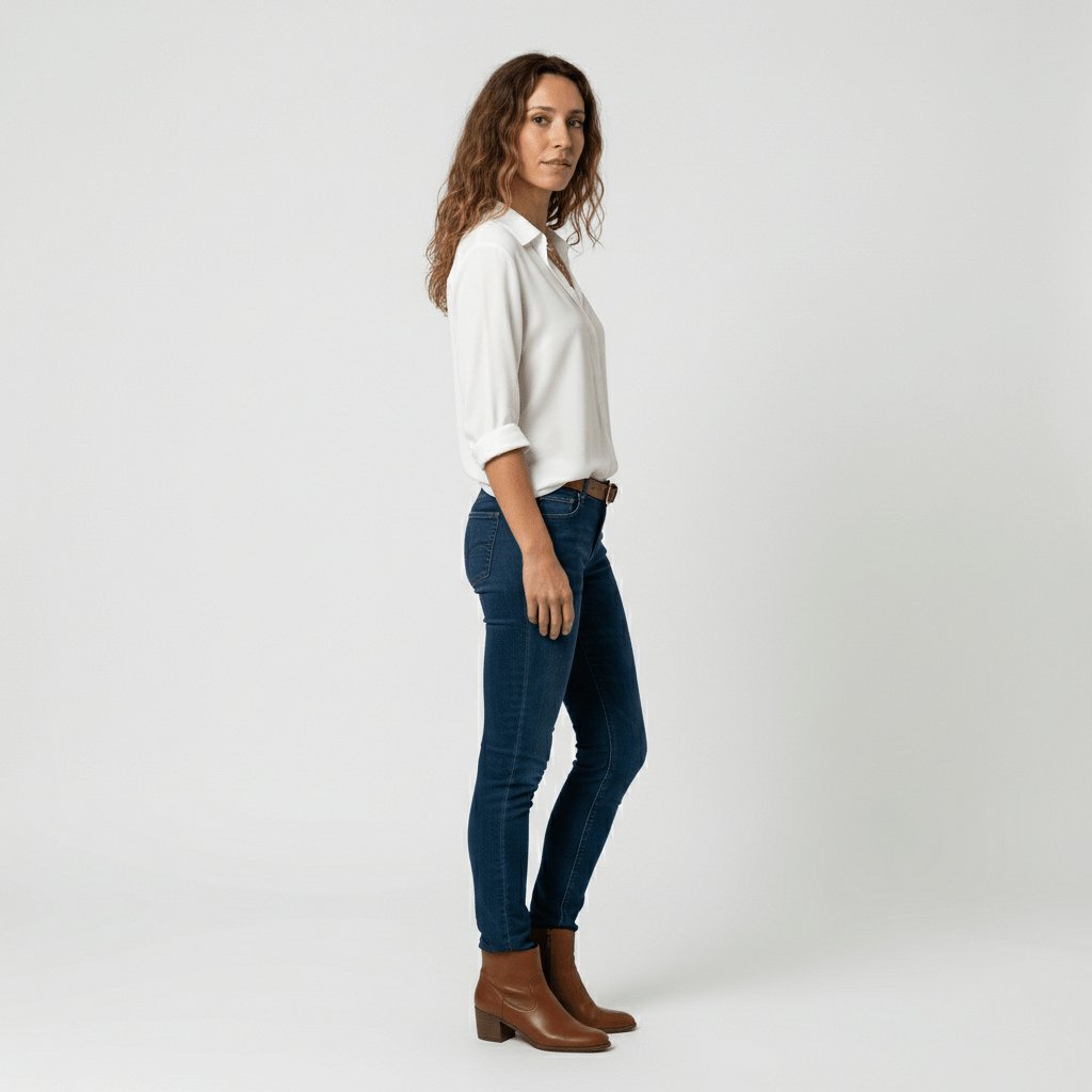 Fashionable women's relaxed-fit button-up blouse, a comfortable long sleeve versatile top.